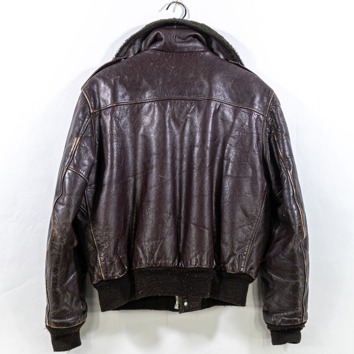 Vintage Schott NYC Brown Leather Bomber Jacket Size 44 Distressed Coat