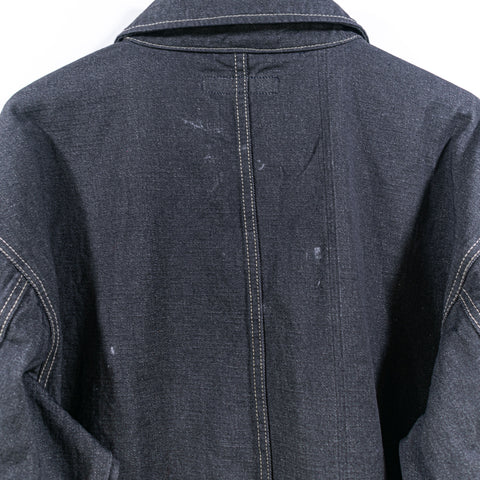 Ecko Unltd Complex Zip Sleeve Waxed Denim Jacket Hip Hop Baggy
