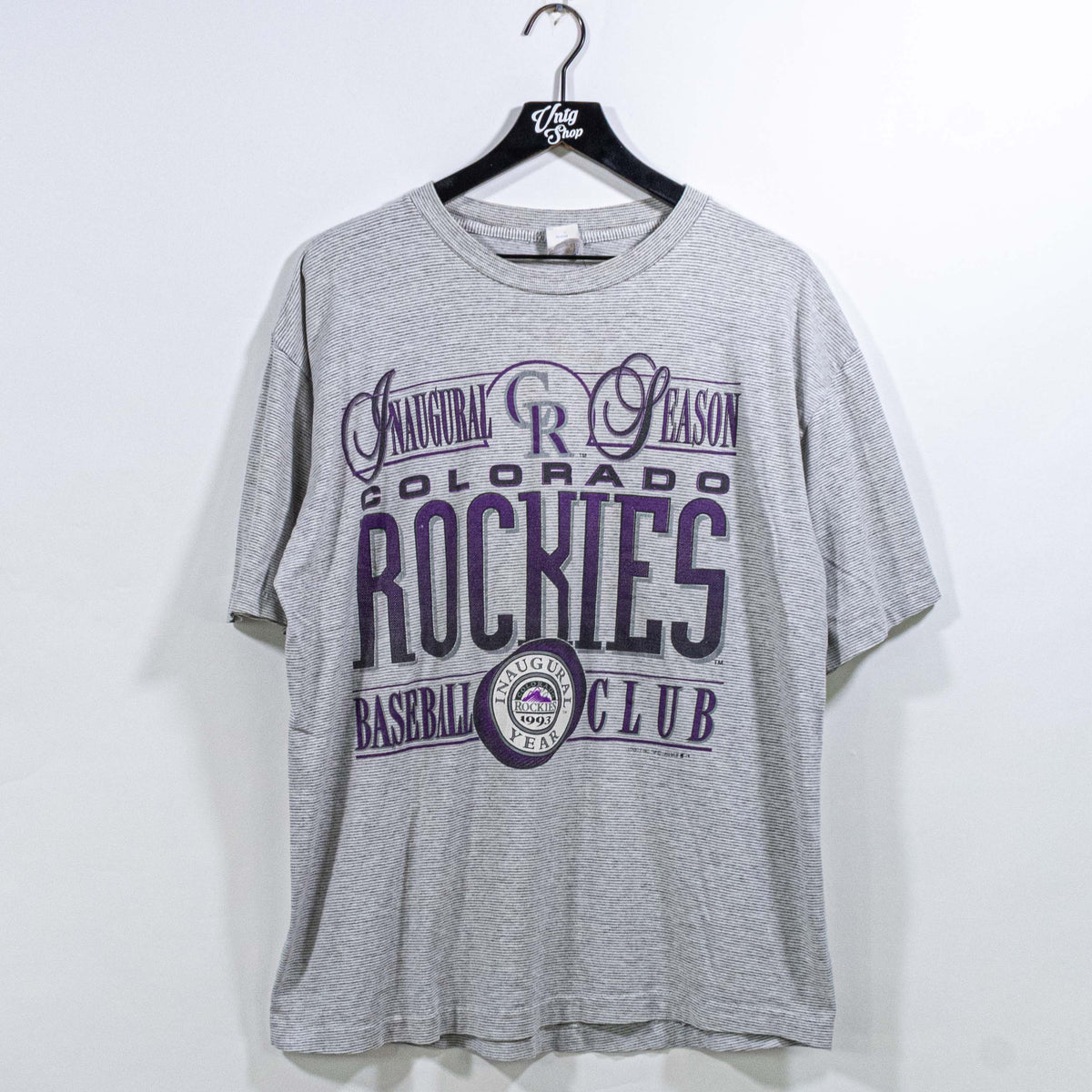 Colorado Rockies Inaugural Season MLB Striped T-Shirt 1993– VNTG Shop