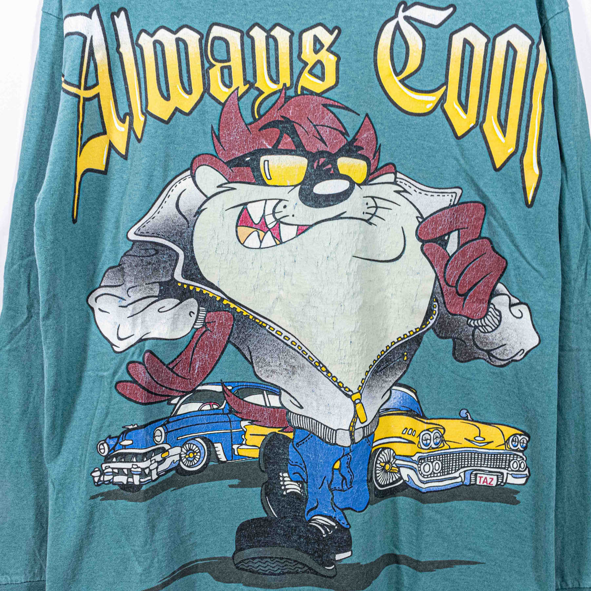Looney Tunes Taz Always Cool Long Sleeve T-Shirt Lowrider Car 