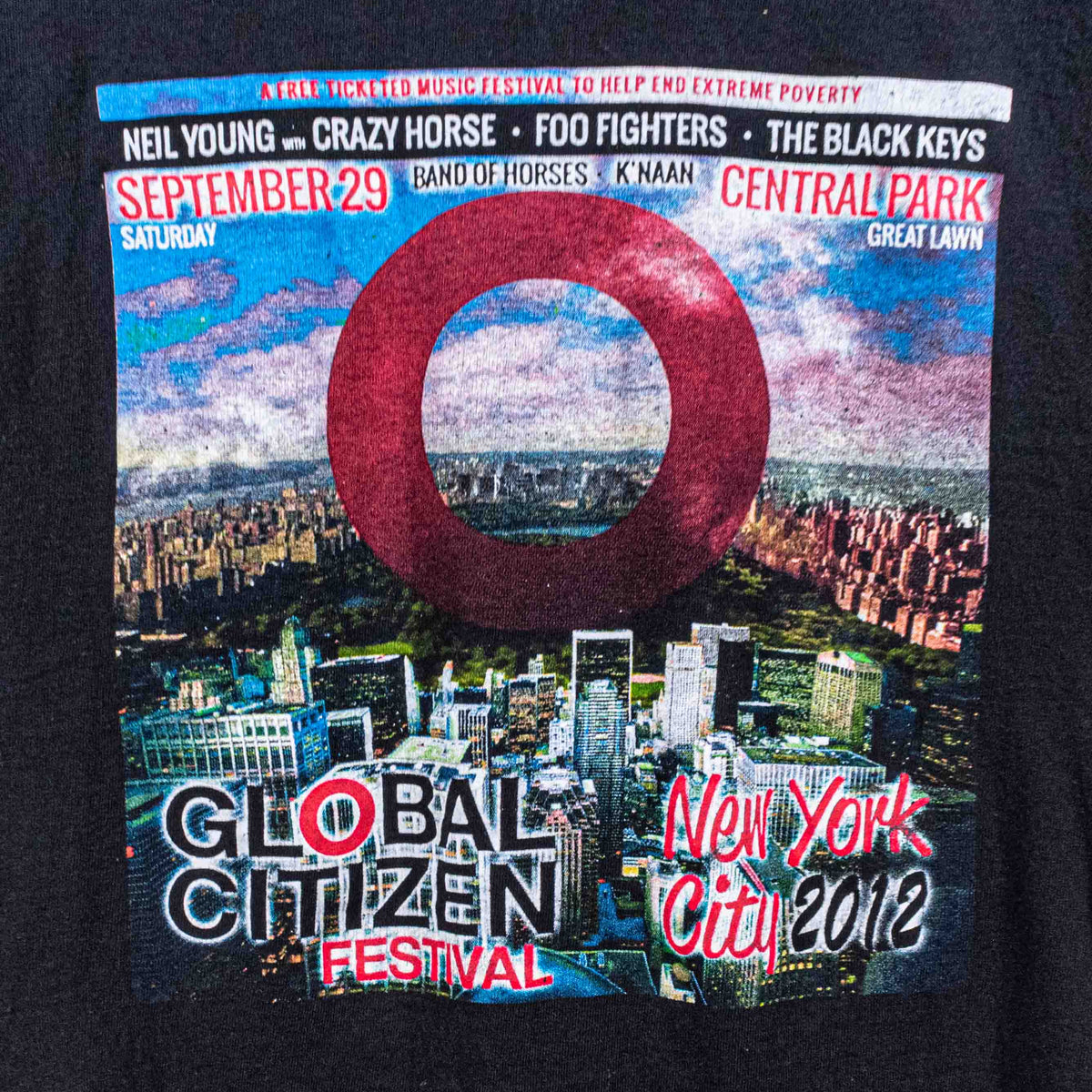 Global Citizen Festival 2012 T-Shirt Foo Fighters Neil Young