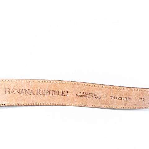 Banana Republic Crocodile Embossed Leather Belt Made in England Solid Brass Buckle