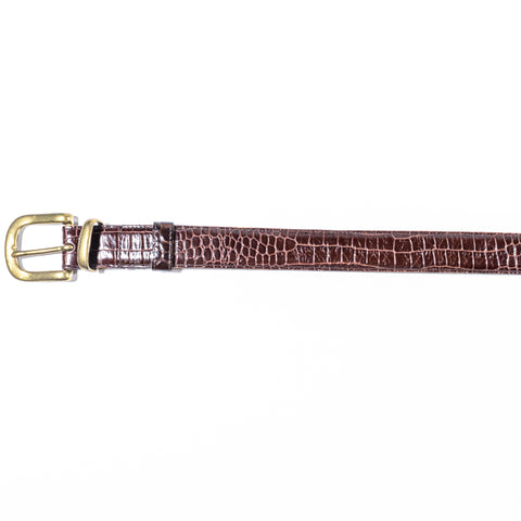 Banana Republic Crocodile Embossed Leather Belt Made in England Solid Brass Buckle