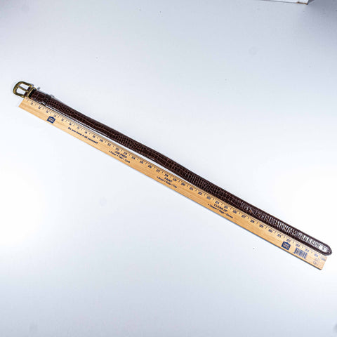 Banana Republic Crocodile Embossed Leather Belt Made in England Solid Brass Buckle