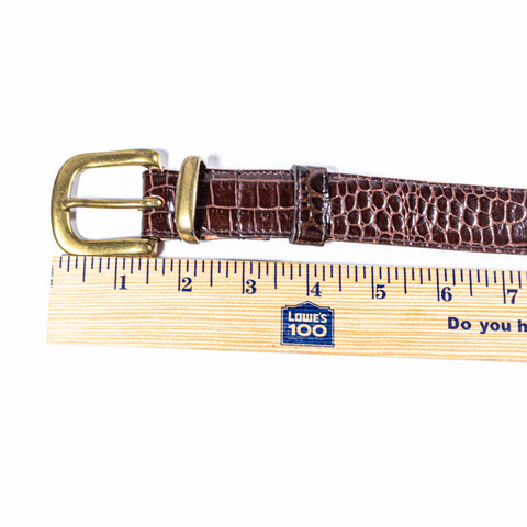 Banana Republic Crocodile Embossed Leather Belt Made in England Solid Brass Buckle