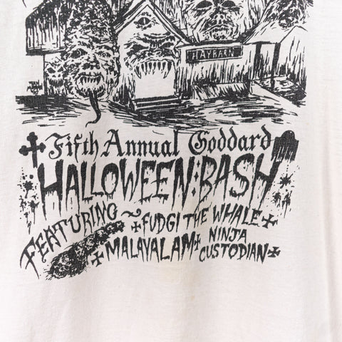 1990 Goddard College Halloween Bash Fudgi The Whale Ninja Custodian T-Shirt