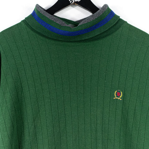 Tommy Hilfiger Crest Green Tonal Turtleneck Sweater