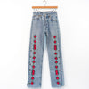 Levi's 501 Flower Snap Button Distressed Jeans
