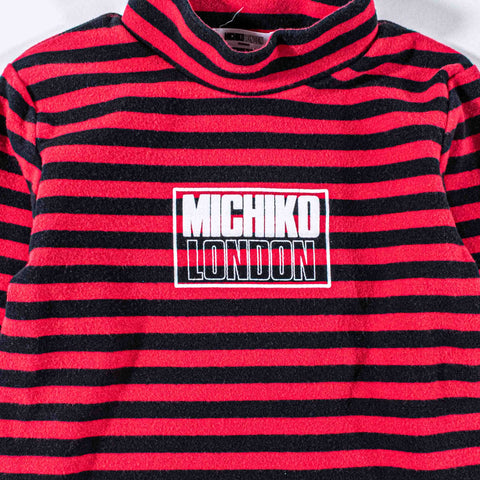 Michiko London Striped Stretch Long Sleeve Top