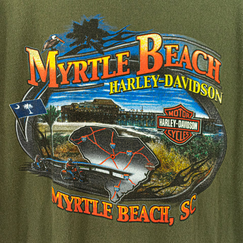 2006 Harley Davidson Myrtle Beach Tonal Green Pocket T-Shirt