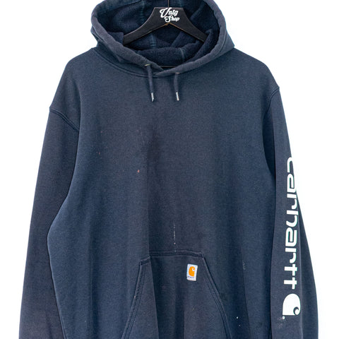 Carhartt Patch Logo Spell Out Distressed Thrashed Hoodie Sweatshirt
