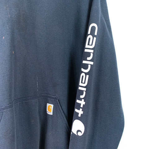 Carhartt Patch Logo Spell Out Distressed Thrashed Hoodie Sweatshirt