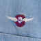 Munsingwear Skull Wing Roses Embroidered Denim Shirt