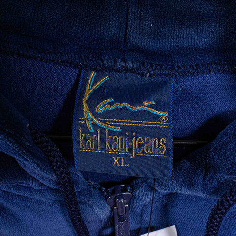 Karl Kani Jeans Velour Jacket Embroidered Full Zip Hip Hop