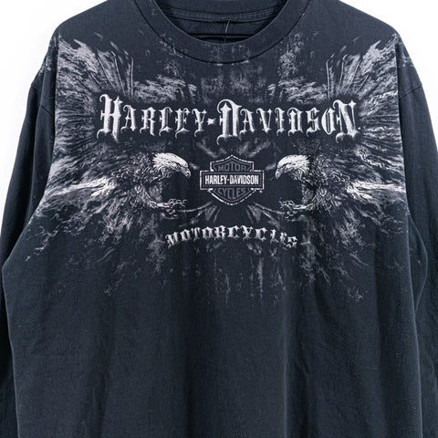 Harley Davidson T-Shirt Eagles Motorcycle Tattoo Style Long Sleeve