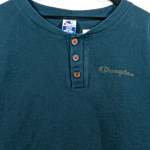 Champion Henley Sweatshirt Embroidered Logo
