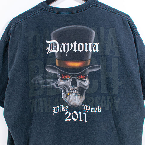 Daytona Bike Week T-Shirt Skull Skeleton Biker Grunge
