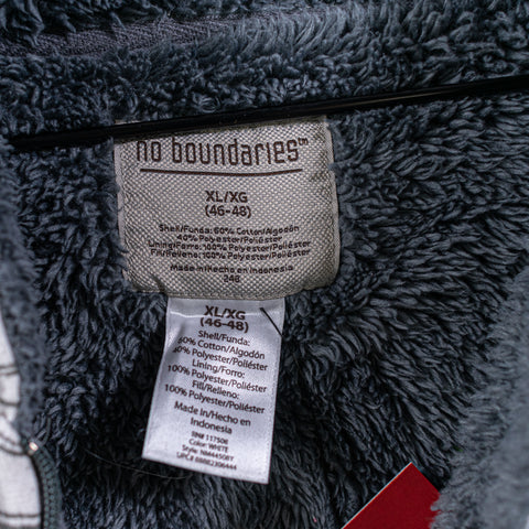 No Boundaries AOP Skull Cross Hoodie Sweatshirt Sherpa Lined Mall Goth Grunge