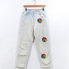 Levis 550 Relaxed Tapered Jeans Custom Embroidered Flower Smiley Face