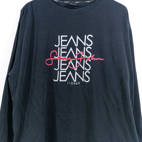 Sean John Jeans T-Shirt Long Sleeve Spell Out Hip Hop