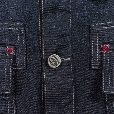 Ecko Unltd Complex Zip Sleeve Waxed Denim Jacket Hip Hop Baggy