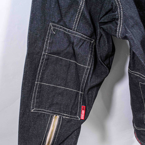 Ecko Unltd Complex Zip Sleeve Waxed Denim Jacket Hip Hop Baggy