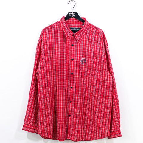 Pelle Pelle Marc Buchanan Plaid Button Shirt Embroidered Hip Hop