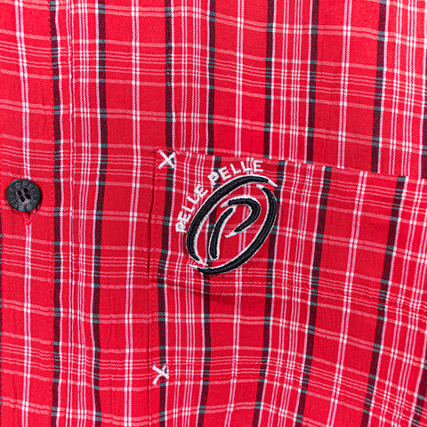 Pelle Pelle Marc Buchanan Plaid Button Shirt Embroidered Hip Hop