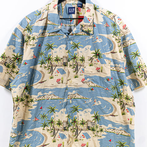 GAP Surf Hawaiian Shirt Loop Collar