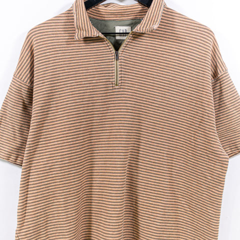 GAP Striped Knit 1/4 Zip Polo Shirt
