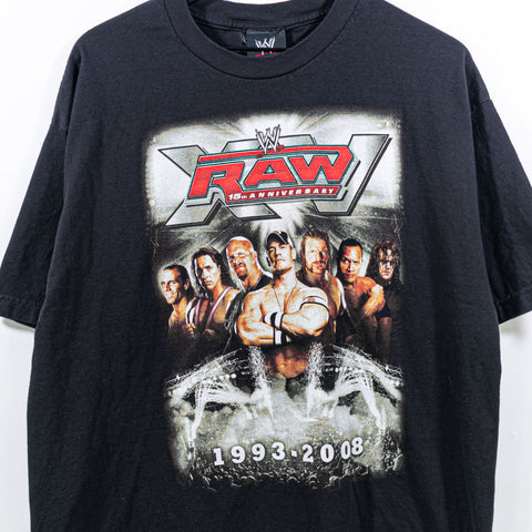2007 WWE Raw 15th Anniversary T-Shirt Stone Cold Triple H The Rock