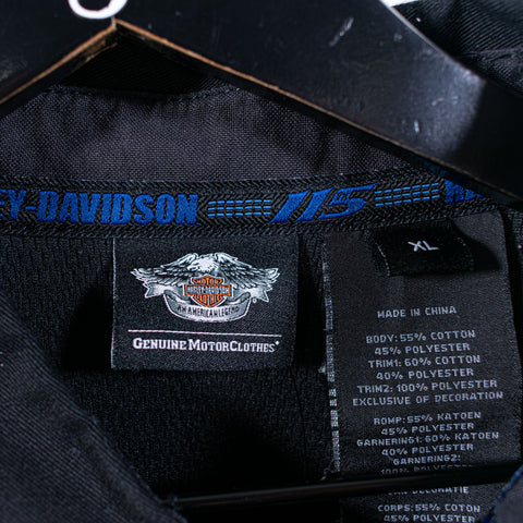 Harley Davidson Motorcycles Button Mechanics Shirt Embroidered Eagle 115 Years