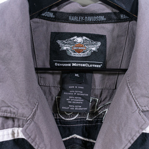 Harley Davidson Motorcycles Button Mechanics Shirt Embroidered