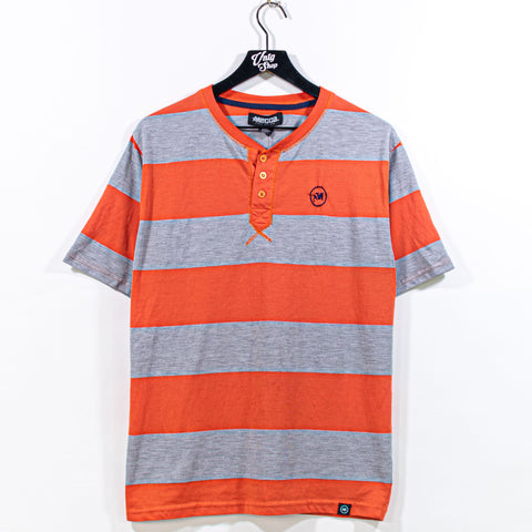 MECCA Striped Henley T-Shirt Hip Hop Skater