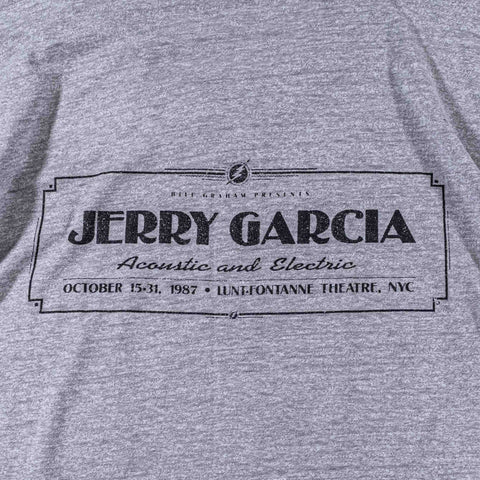 1987 Jerry Garcia T-Shirt Bill Graham Presents Lunt Fontanne Theatre NYC