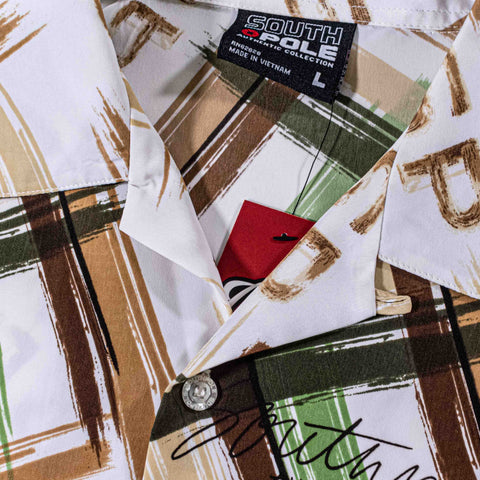 SouthPole AOP Spell Out Button Shirt