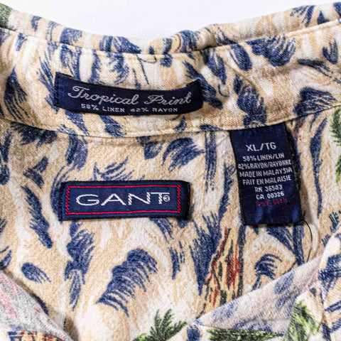 GANT Tropical Print Hawaiian Shirt Linen Rayon