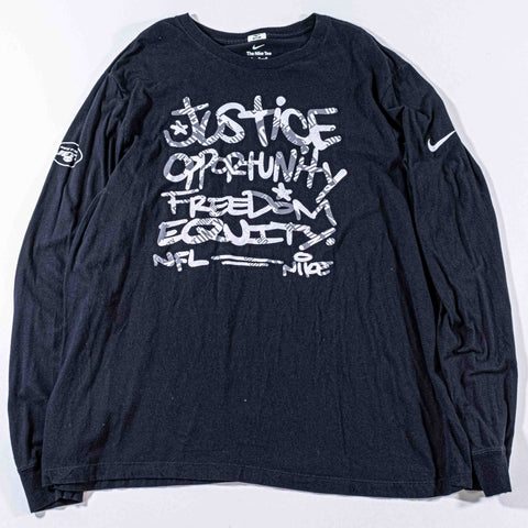 NIKE NFL Justice Opportunity Freedom Equality Long Sleeve T-Shirt New York Jets Team Issue