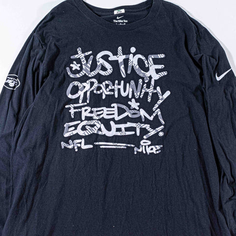 NIKE NFL Justice Opportunity Freedom Equality Long Sleeve T-Shirt New York Jets Team Issue