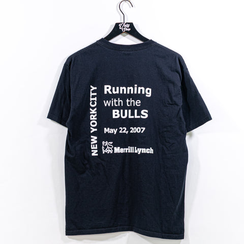 2007 Wall Street Run T-Shirt Merill Lynch Running With The Bulls Stocks Finance NYC