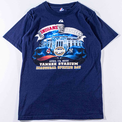 2009 Opening Day New York Yankees Cleveland Indians T-Shirt Majestic