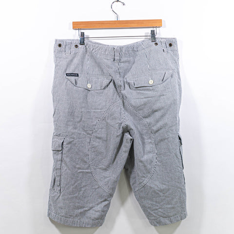 Rocawear Striped Cargo Shorts Baggy Hip Hop Seersucker