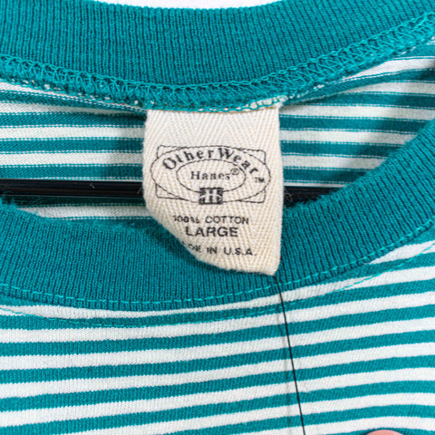 Surf Skate Striped T-Shirt Grunge Hanes Otherwear