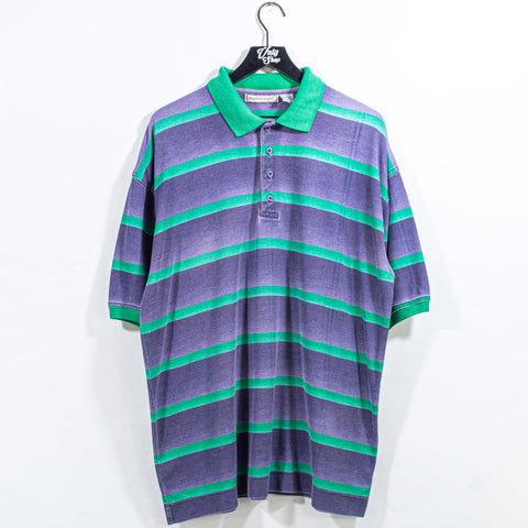 Bugle Boy Striped Sun Faded Polo Shirt Surf Skate