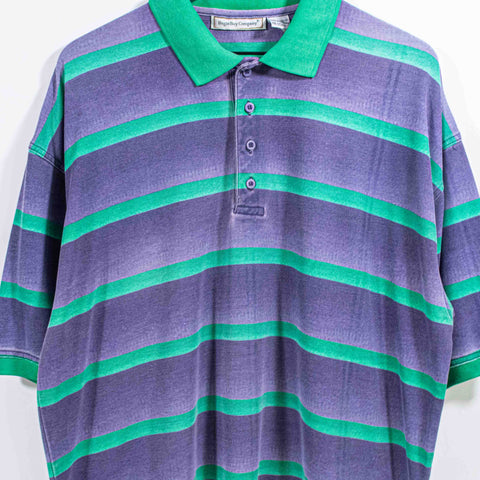 Bugle Boy Striped Sun Faded Polo Shirt Surf Skate
