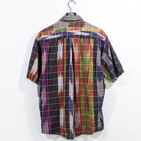Kenneth Gordon Abstract Plaid Short Sleeve Button Shirt