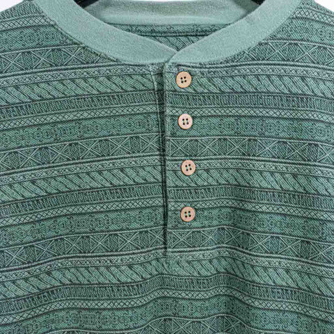 Surf Skate Striped Printed Henley T-Shirt Long Sleeve Summa Outdoor