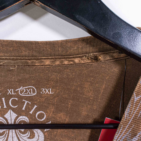 Affliction T-Shirt Skull Cross AOP Tattoo Style Mall Goth