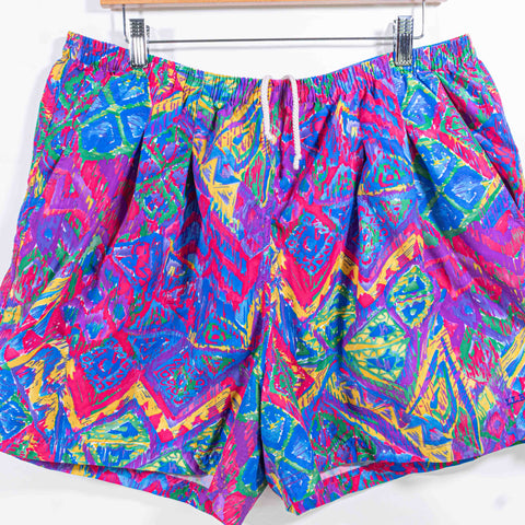 LL Bean Abstract AOP Print Nylon Shorts Spell Out