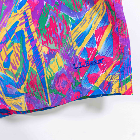 LL Bean Abstract AOP Print Nylon Shorts Spell Out